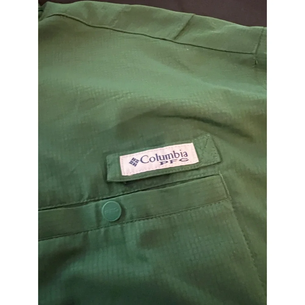 Columbia PFG USF Bulls Fishing Shirt Mens XL Green Short Sleeve Button Down